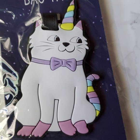 silicon luggage bag tag Unicorn caticorn kitty cat - Picture 5 of 5